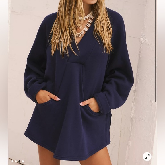 Free People Beach Marguerite Navy Pullover blazer - Picture 3 of 8